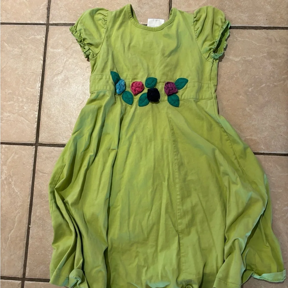 Hanna Andersson Green Dress and‎ Denim Jacket Set